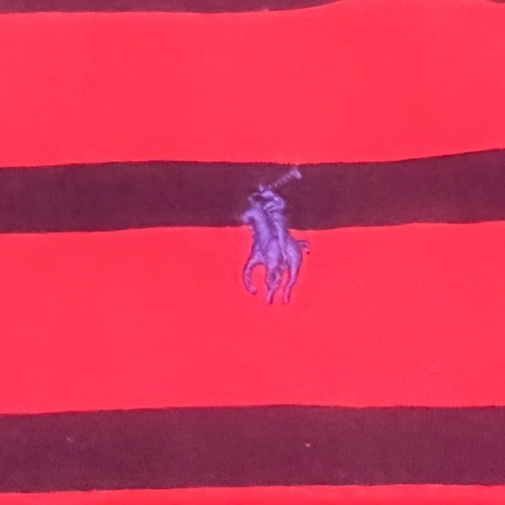 Polo Ralph Lauren Boys Red Navy Striped Long Sleeve T-Shirt Size L 14-16 Cotton - Picture 4 of 5